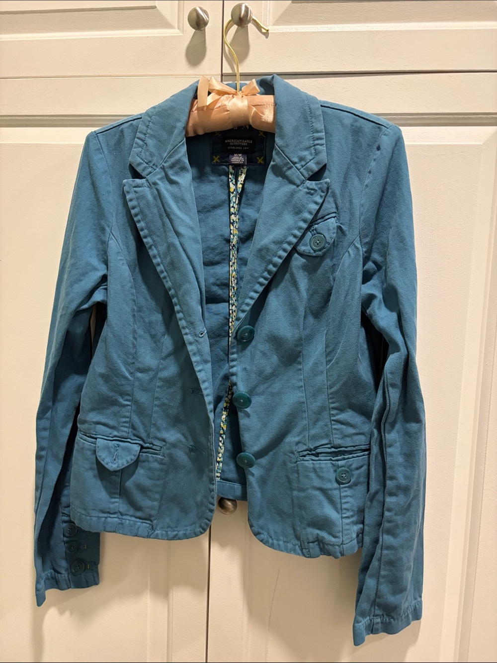 American Eagle Outfitters Teal Blue Women's Blazer Jacket